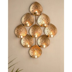 METAL MESTERY Gold Hanging Metal Tea Light Holder - Pack of 1