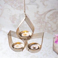 METAL MESTERY Gold Hanging Metal Tea Light Holder - Pack of 1