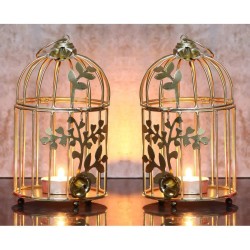 METAL MESTERY Gold Table Top Metal Tea Light Holder - Pack of 1