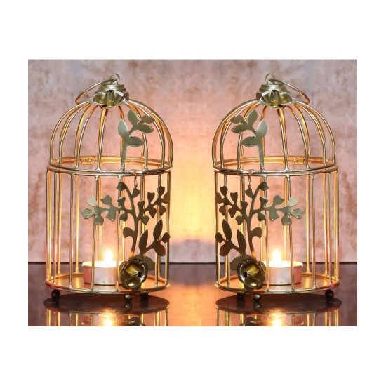 METAL MESTERY Gold Table Top Metal Tea Light Holder - Pack of 1