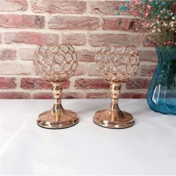 METAL MESTERY Gold Table Top Metal Tea Light Holder - Pack of 1