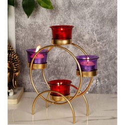 METAL MESTERY Multicolour Table Top Metal Tea Light Holder - Pack of 1