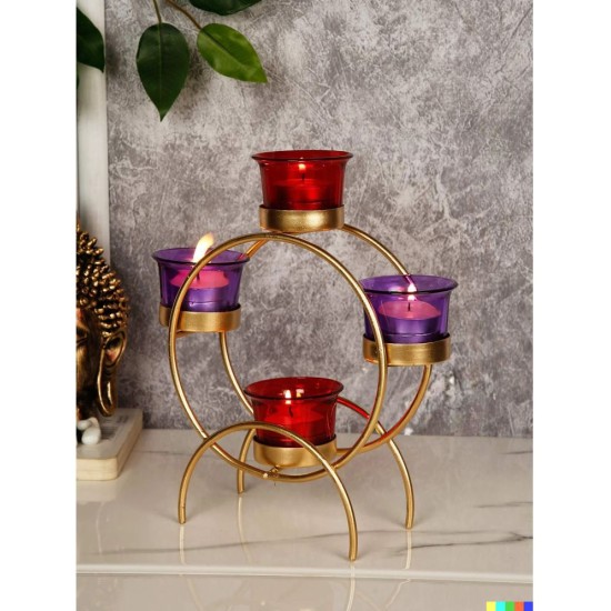 METAL MESTERY Multicolour Table Top Metal Tea Light Holder - Pack of 1