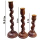 SWH Brown Table Top Wood Tea Light Holder - Pack of 3