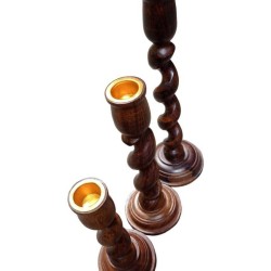 SWH Brown Table Top Wood Tea Light Holder - Pack of 3