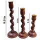 SWH Brown Table Top and Hanging Wood Tea Light Holder - Pack of 3