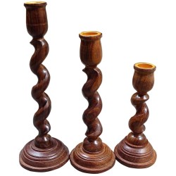 SWH Brown Table Top and Hanging Wood Tea Light Holder - Pack of 3