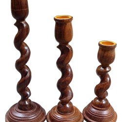 SWH Brown Table Top and Hanging Wood Tea Light Holder - Pack of 3