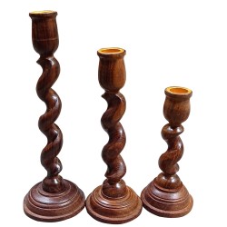 SWH Floor Wood Pillar Candle Holder - Pack of 3