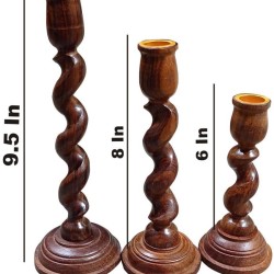SWH Table Top and Hanging Wood Pillar Candle Holder - Pack of 1