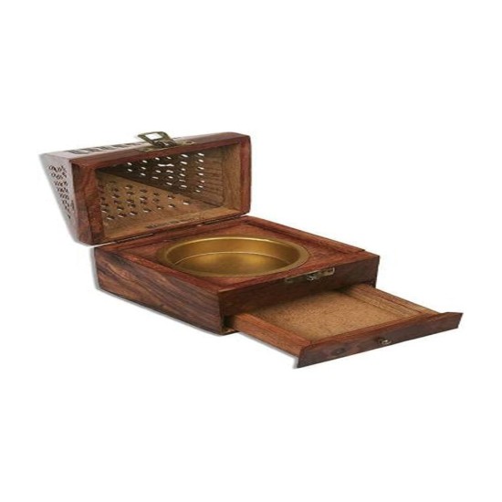 Shakuntla Vintage Table Top Wood Pillar Candle Holder - Pack of 1