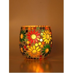 Somil Multicolour Table Top Glass Tea Light Holder - Pack of 1