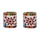 Somil Multicolour Table Top Glass Tea Light Holder - Pack of 2