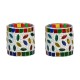 Somil Multicolour Table Top Glass Tea Light Holder - Pack of 2