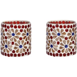 Somil Multicolour Table Top Glass Tea Light Holder - Pack of 2