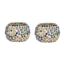 Somil Multicolour Table Top Glass Tea Light Holder - Pack of 2