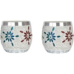 Somil Multicolour Table Top Glass Tea Light Holder - Pack of 2