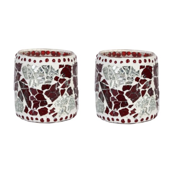 Somil Multicolour Table Top Glass Tea Light Holder - Pack of 2