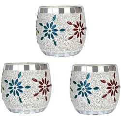 Somil Multicolour Table Top Glass Tea Light Holder - Pack of 3