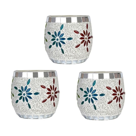 Somil Multicolour Table Top Glass Tea Light Holder - Pack of 3
