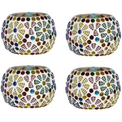 Somil Multicolour Table Top Glass Tea Light Holder - Pack of 4