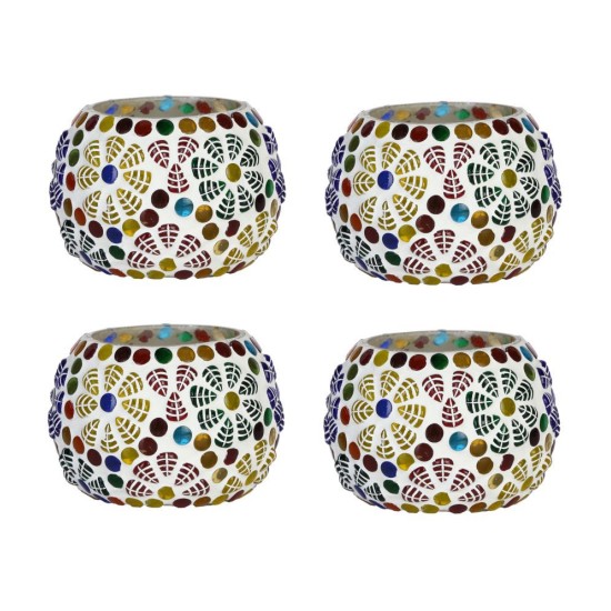 Somil Multicolour Table Top Glass Tea Light Holder - Pack of 4