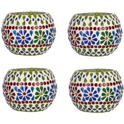 Somil Multicolour Table Top Glass Tea Light Holder - Pack of 4