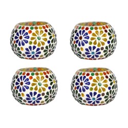 Somil Multicolour Table Top Glass Tea Light Holder - Pack of 4