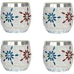 Somil Multicolour Table Top Glass Tea Light Holder - Pack of 4