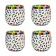 Somil Multicolour Table Top Glass Tea Light Holder - Pack of 4