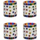 Somil Multicolour Table Top Glass Tea Light Holder - Pack of 4