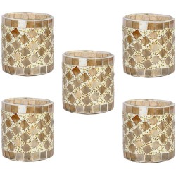 Somil Multicolour Table Top Glass Tea Light Holder - Pack of 5