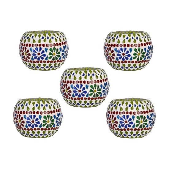 Somil Multicolour Table Top Glass Tea Light Holder - Pack of 5 Somil Multicolour Table Top Glass Tea Light Holder - Pack of 5