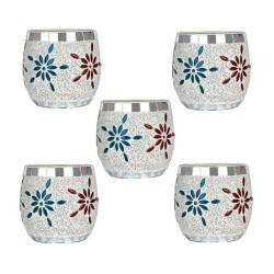 Somil Multicolour Table Top Glass Tea Light Holder - Pack of 5