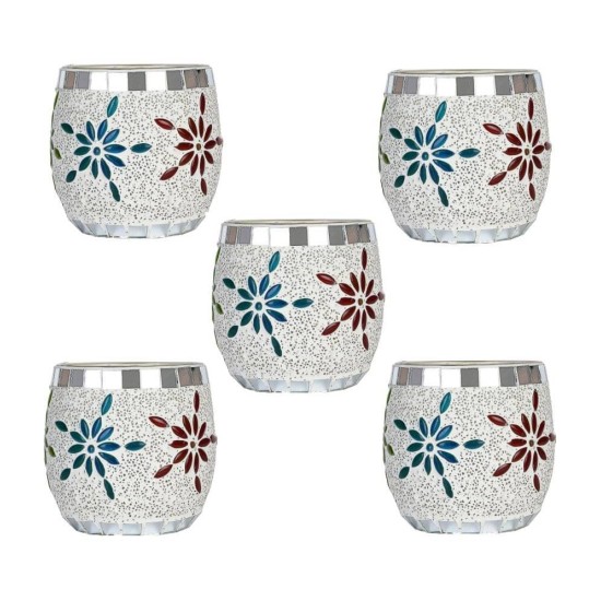 Somil Multicolour Table Top Glass Tea Light Holder - Pack of 5 Somil Multicolour Table Top Glass Tea Light Holder - Pack of 5