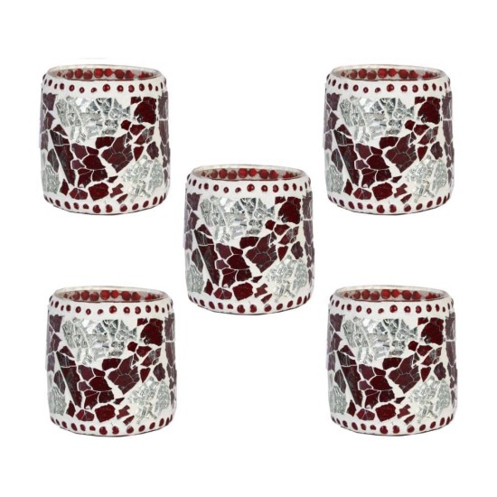 Somil Multicolour Table Top Glass Tea Light Holder - Pack of 5 Somil Multicolour Table Top Glass Tea Light Holder - Pack of 5