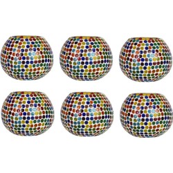 Somil Multicolour Table Top Glass Tea Light Holder - Pack of 6