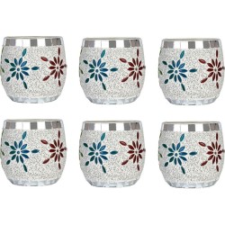 Somil Multicolour Table Top Glass Tea Light Holder - Pack of 6