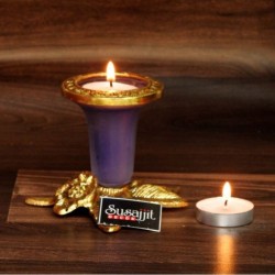 Susajjit Decor Table Top Glass Tea Light Holder - Pack of 1