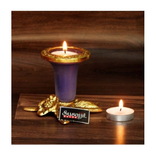 Susajjit Decor Table Top Glass Tea Light Holder - Pack of 1