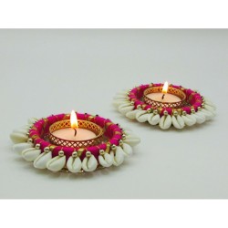 THRIFTKART Floor Brass Tea Light Holder - Pack of 2