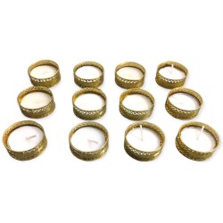 THRIFTKART Gold Floor Brass Tea Light Holder - Pack of 12