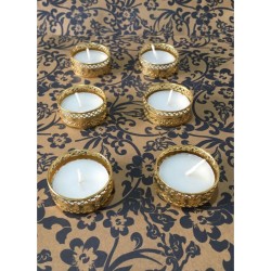 THRIFTKART Gold Floor Brass Tea Light Holder - Pack of 6