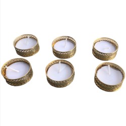 THRIFTKART Gold Floor Brass Tea Light Holder - Pack of 6