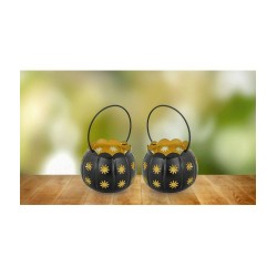 Urban hemlet Black Table Top and Hanging Metal Tea Light Holder - Pack of 1