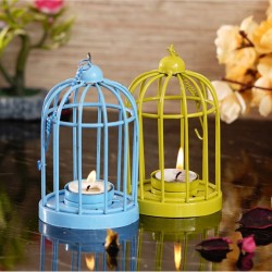 eCraftIndia Blue Table Top Iron Tea Light Holder - Pack of 2