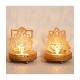 eCraftIndia Gold Table Top Aluminium Tea Light Holder - Pack of 2