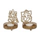 eCraftIndia Gold Table Top Aluminium Tea Light Holder - Pack of 2