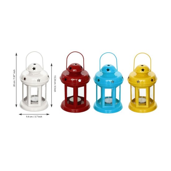 eCraftIndia Multicolour Table Top Iron Tea Light Holder - Pack of 4