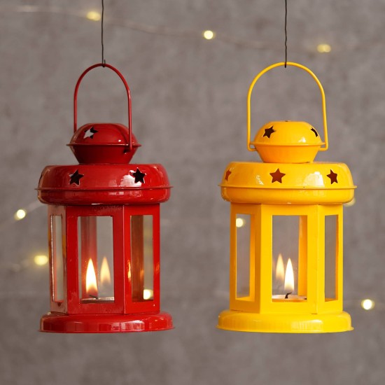 eCraftIndia Set of 2 Handcrafted Tea Light Holder Lanterns eCraftIndia Set of 2 Handcrafted Tea Light Holder Lanterns